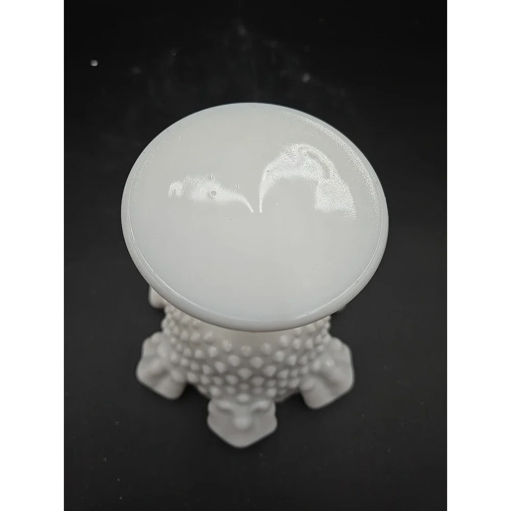 Vtg Milk Glass White Hobnail Crimped Rim Scalloped Twisted Pedestal Candy‎ Dish